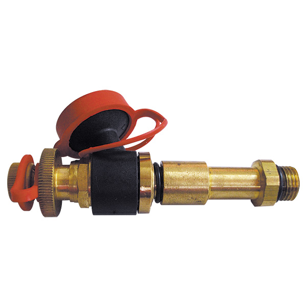 Long quick test point with drain valve, straight, red
