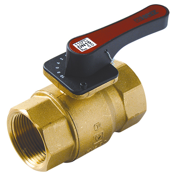 Two-way ball valve with female thread and handle