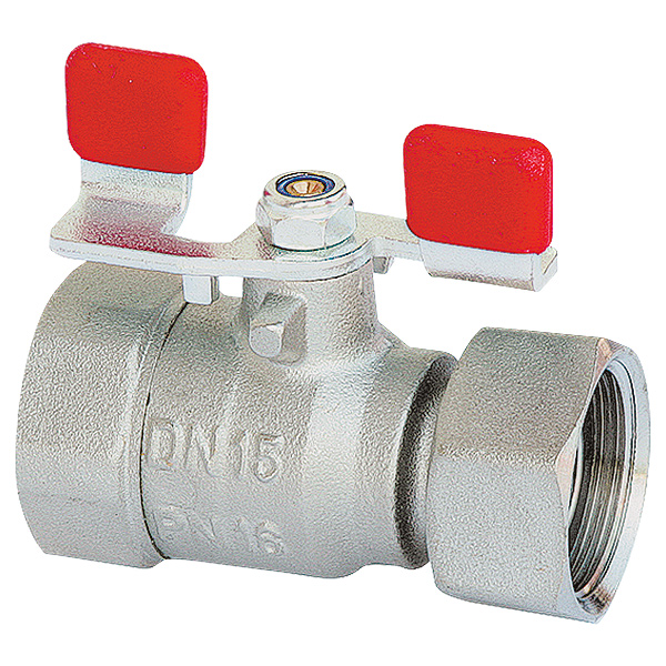 Ball valve with freely-rotating union nut, with T-handle (sheet steel galvanised), PN 16