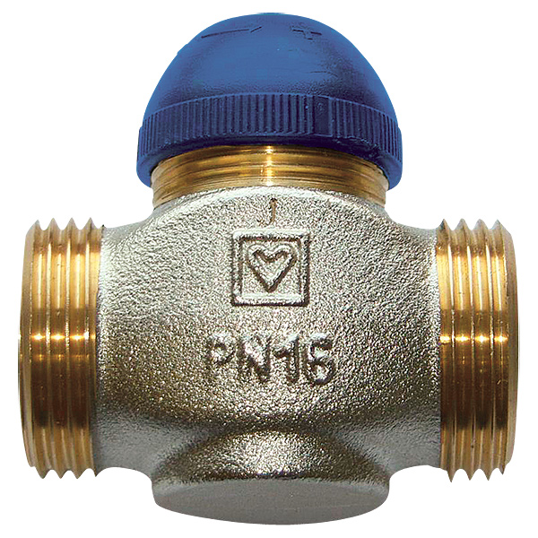 Thermostatic valve with reverse acting principle (normally closed), straight model