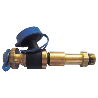 Long quick test point with drain valve, straight, blue