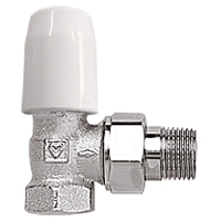 HERZ-GP radiator control valve with lockshield cap, angle model