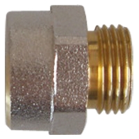 Plastic pipe connection nipple of brass