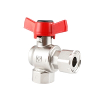 Ball valve with freely-rotating union nut, with t- handle (silumin), PN 25