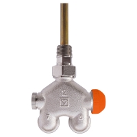 HERZ-VUA-40 four-port valve - angle model for two-pipe systems with presettable upper thermostatic insert
