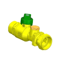 Ball valve DN 15 MT 3/4″ flat sealing with green T-handle 