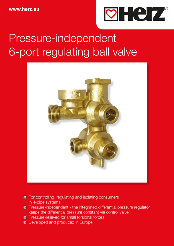 Pressure-independent 6-port regulating ball valve