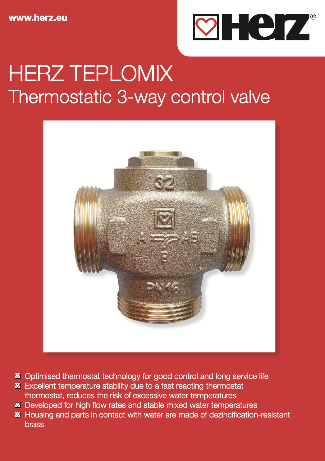HERZ TEPLOMIX Thermostatic 3-way control valve